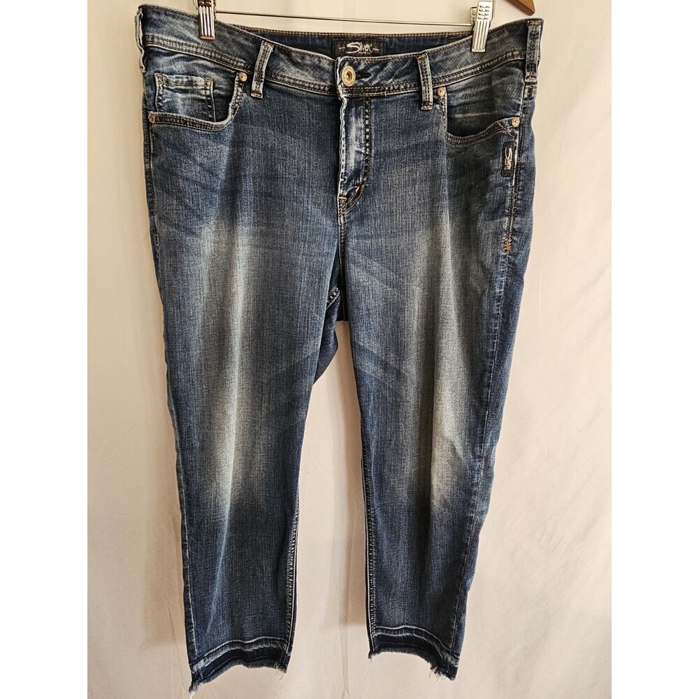 Silver Avery Skinny Crop Jeans Womens Size 16 Blue Mid Rise Stretch Denim